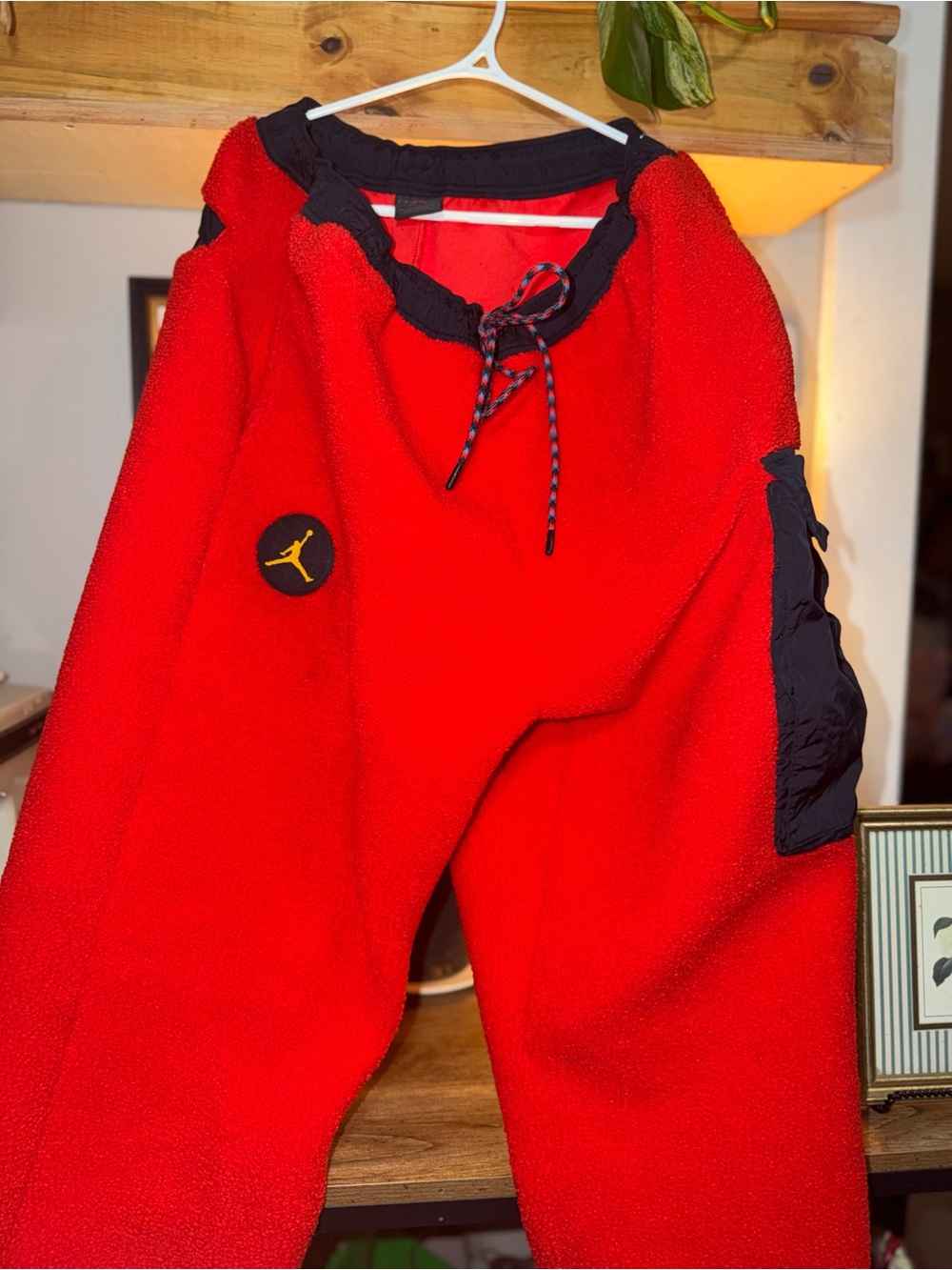 Jordan Red Fleece Joggers with Black Trim